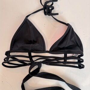 PINK Victoria’s Secret Black Triangle Caged Bikini TOP S